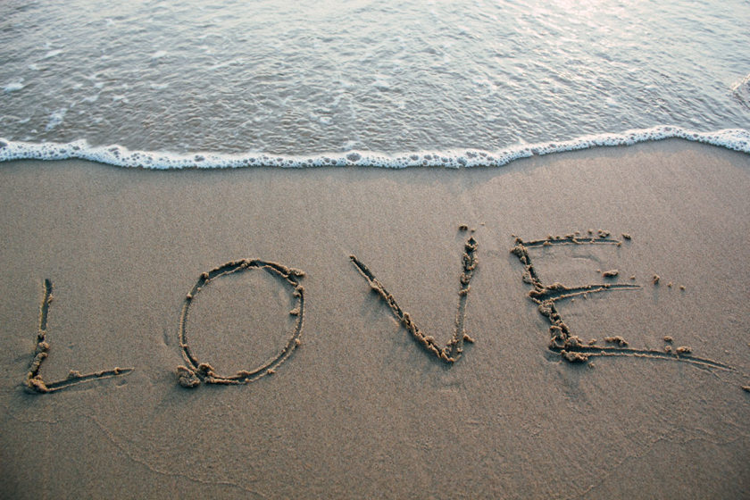 Love on beach sand